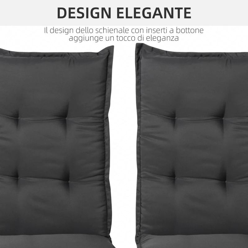 Outsunny Set 2 Cuscini per Sedia a Sdraio da Giardino, Materassini Imbottiti Impermeabili Antimuffa Antiscivolo 120x50x6cm