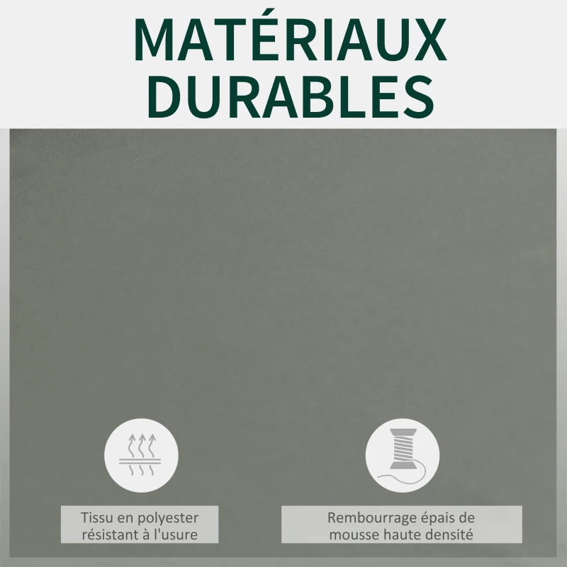 Outsunny Coussins de Banc de Jardin déhoussables - Coussins balancelle - Lot de 2 - dim. 120L x 50l cm - Rembourrage 5 cm - Cordons d'attache - Polyester Gris