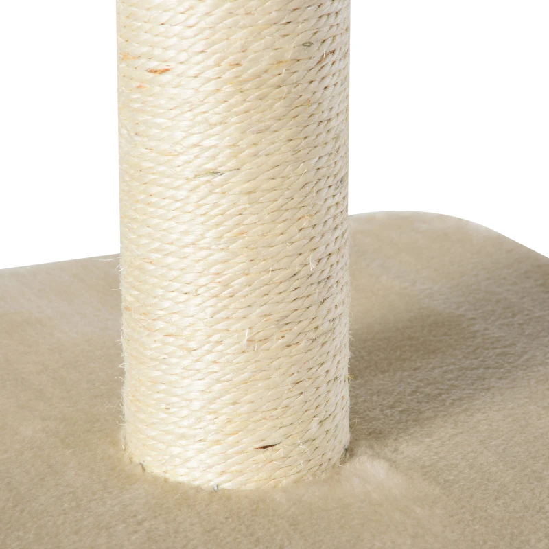PawHut Arbre à Chat Poteau à griffer Hauteur réglable dim. 45L x 45I x 240-260H cm 2 niches 2 plateformes beige
