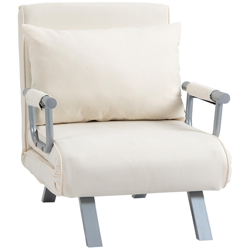 Fauteuil chauffeuse - HOMCOM - canapé-lit convertible inclinable 1 place coussin accoudoirs - lin métal - noir - Maison