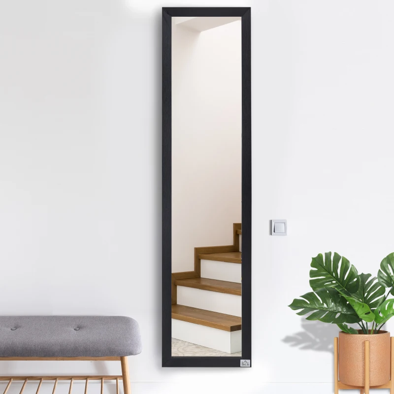HOMCOM Miroir sur Pied et Mural rectangulaire miroir de sol Pleine Longueur Dressing Chambre salon dim. 37l x 37P x 154H cm Noir