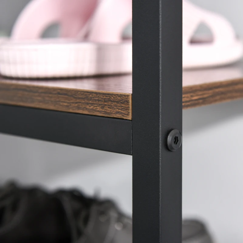 HOMCOM Scaffale Stile Industriale 4 Ripiani, Mobile Libreria per Soggiorno, Ingresso, Camera da Letto, Metallo e Legno, Marrone, 100x30x72cm