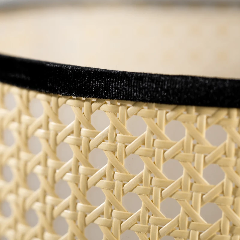 HOMCOM Tischleuchte im Vintage-Design, Lampenschirm aus Rattan, 25 cm x 25 cm x 47 cm, Natur + Schwarz