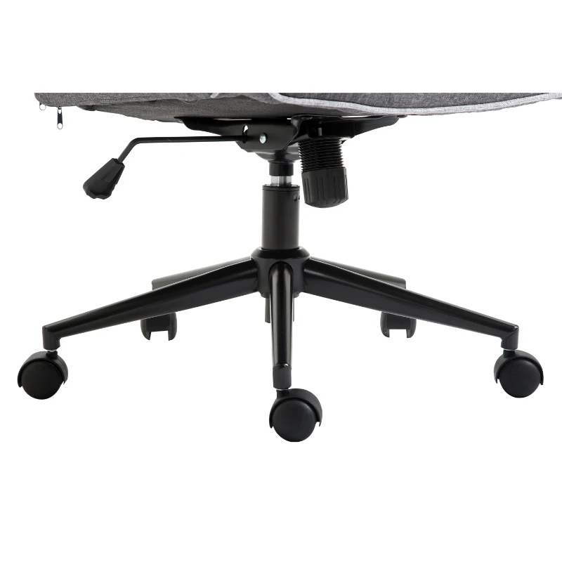 HOMCOM Office Desk Chair, Linen-Feel Fabric Vanity Chair with Height Adjustable, Armrest, Swivel Chair for Home, Grey