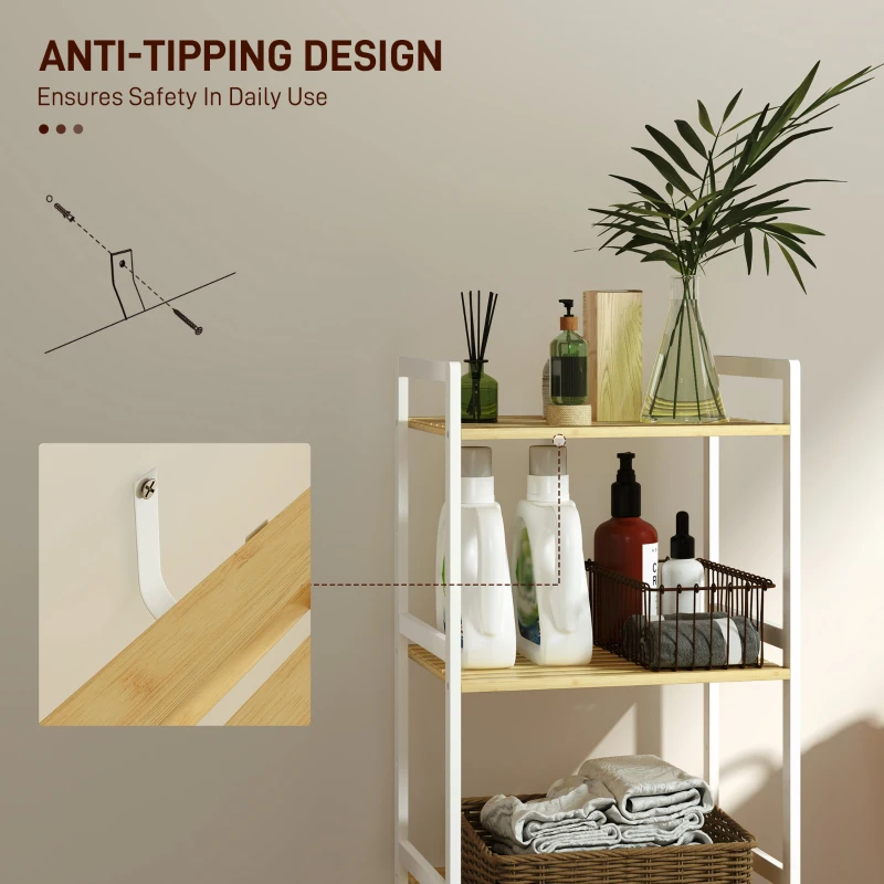 HOMCOM Three-Tier Bamboo Adjustable Shelf Storage Unit