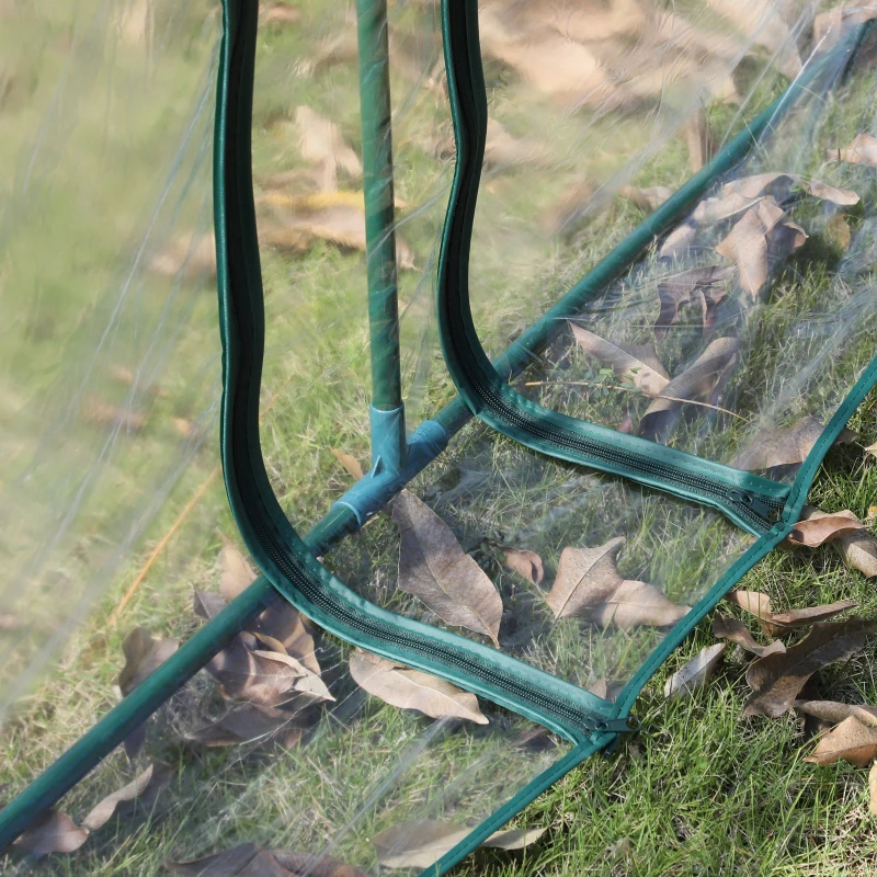 Outsunny Mini Serre de Jardin mini serre tunnel serre à tomates 3,5L x 1l x 0,8H m Acier PVC Haute densité Anti-UV 3 fenêtres avec Zip enroulables Vert et Transparent