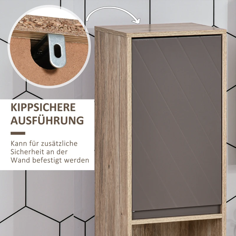 HOMCOM Badezimmerregal, Badeschrank, Küchenschrank, 2 Türschränke, 2 offenen Regalen, Spanplatte+MDF, 30 x 24 x 170cm