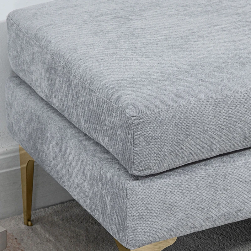 HOMCOM Banc bout de lit banquette coussins d'assise double pieds en acier design moderne 121 x 50,5 x 46,5 cm gris clair