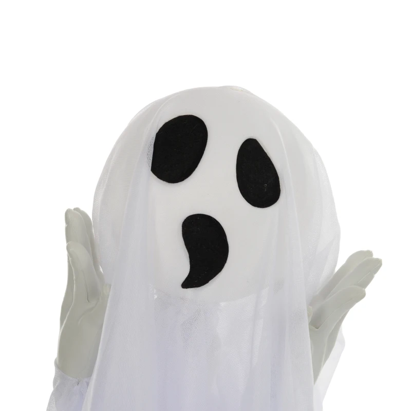 HOMCOM Halloweendekoration, 3 leuchtende Geister, Bewegungssensor, 54 x 10 x 60 cm, Weiß(m-7)