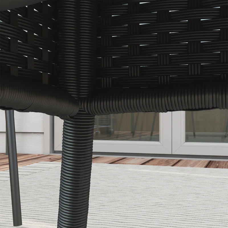 Outsunny Table ronde de jardin en résine tressée et plateau verre trempé 1 étagère de rangement, style cosy chic Ø80 x 75H cm