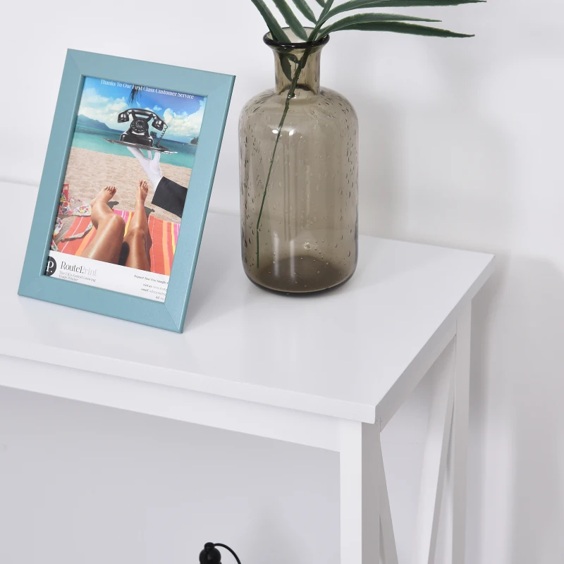 HOMCOM Table de console table d'entrée style table de drapier néo-rétro étagère dim. 100L x 30l x 80,5H cm MDF blanc