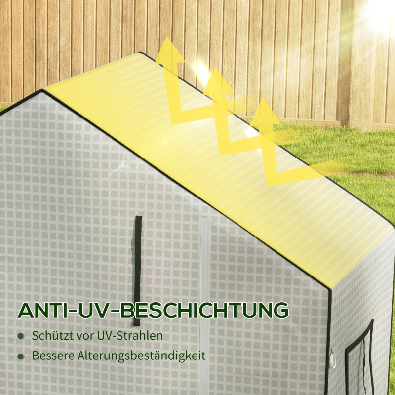 Outsunny Ersatzfolie für Gewächshaus, Ersatzabdeckung mit UV-Schutz, Rolltür, Seitenfenster, 140 x 73 x 190 cm, Weiß(m-5)
