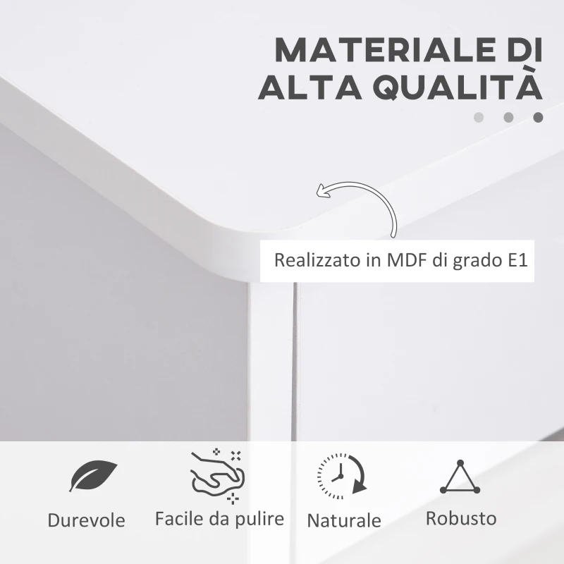 HOMCOM Scrivania Moderna per PC e Computer con 2 Cassetti e 1 Armadietto, Scrivania con Libreria Salvaspazio per Ufficio o Camera in Legno, Bianco