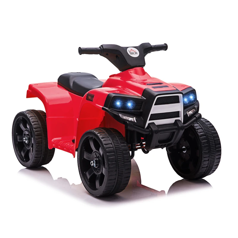 HOMCOM 6V Kids Electric Ride on Car, ATV Toy, Quad Bike with Headlights, Horn, for Toddlers 18-36 Months Red