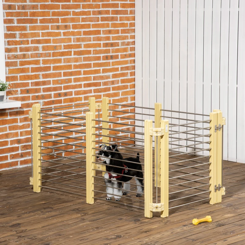 PawHut Welpenlaufstall größenverstellbar Natur