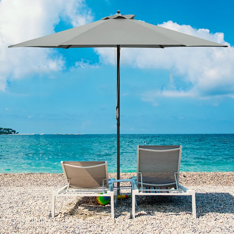 Outsunny 2.8m Garden Parasol Umbrella, Round Outdoor Market Table Umbrella Sun Shade Canopy, Dark Grey