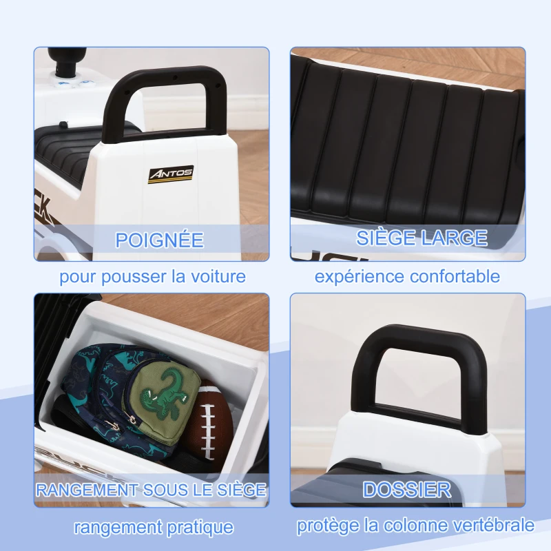 HOMCOM Voiture porteur Enfants licence Mercedes Benz 12-36 Mois Coffre klaxon phares Blanc