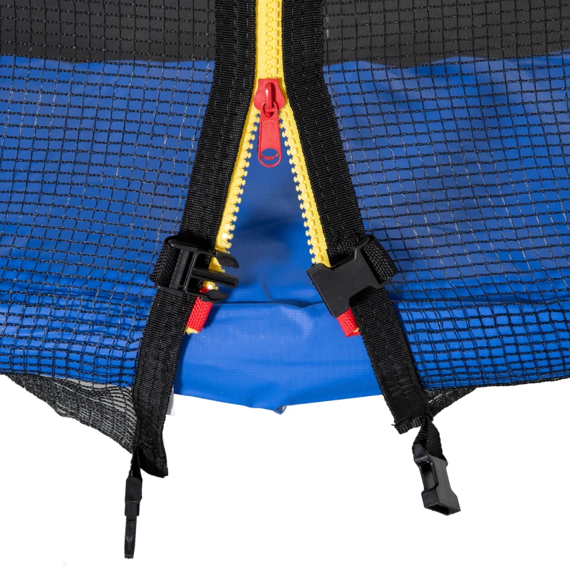 HOMCOM Trampoline pour enfant Ø 223 cm avec filet de sécurité, échelle et porte zippée - usage extérieur intérieur - bleu
