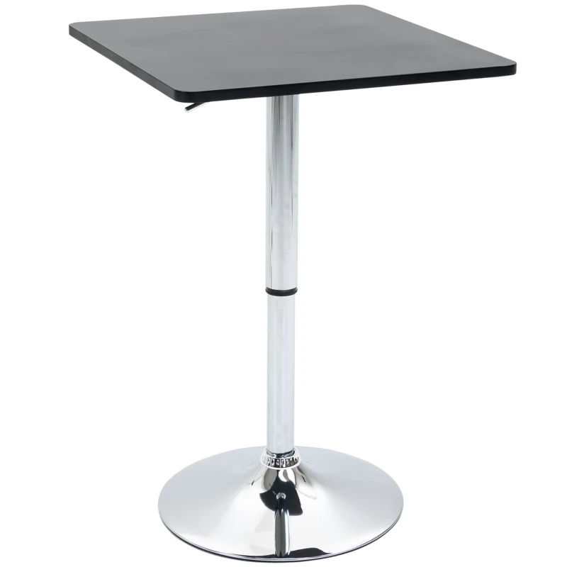 HOMCOM Modern Height Adjustable Counter Bar Table with 360° Swivel Tabletop and Electroplating Metal Base, Pub Desk for Living Room, Kitchen, Restaurant, Pub, Black and Silver