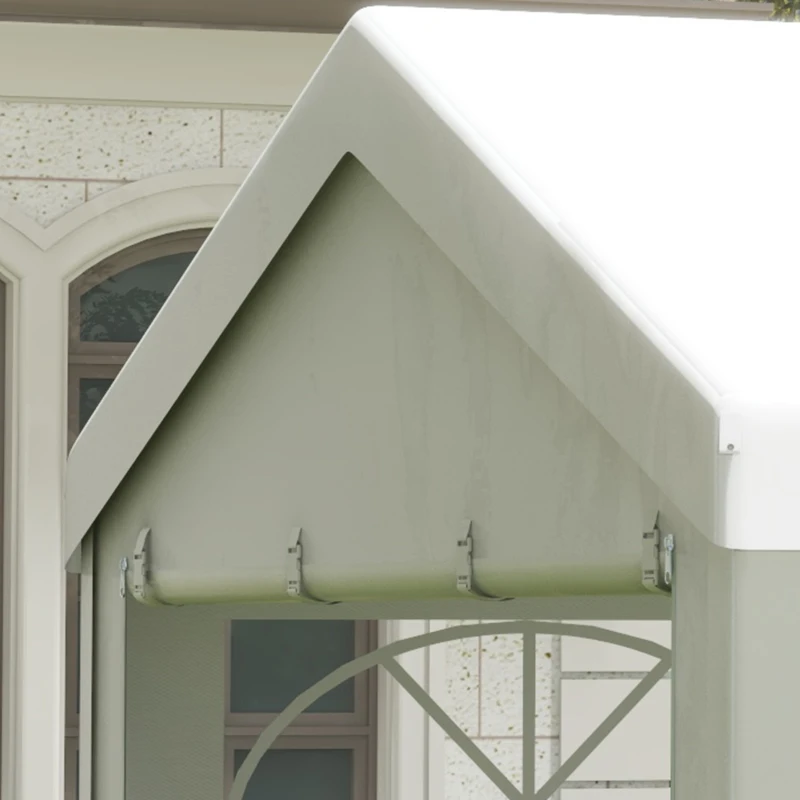 Outsunny Carpa para Fiesta Cochera Gazebo 4x4m Pergola Cenador Pabellón 4 Paneles Laterales 6 Ventanas Anti-UV para Eventos Bodas Acero PE Blanco