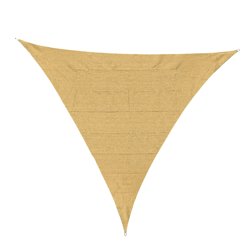 Outsunny 5x5x5m Triangle Sun Shade Sail, Outdoor UV Protection HDPE Canopy, Patio Deck Shelter with Steel Rings and Ropes Yellow