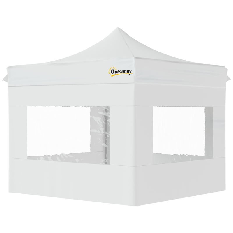 Outsunny Faltpavillon Pavillon Gartenzelt mit Seitenwänden Pop-up-Zelt wasserdicht Gartenpavillon Weiß 300 x 300 x 320 cm