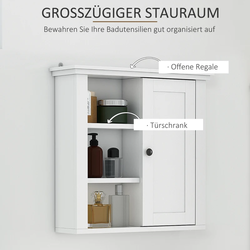 HOMCOM Badschrank Küchenschrank Hängeschrank Badezimmerschrank Badregal Wandschrank vestellbarer Einlegeboden 3 x Fach Holz Weiß 53 x 14,5 x 50,5 cm