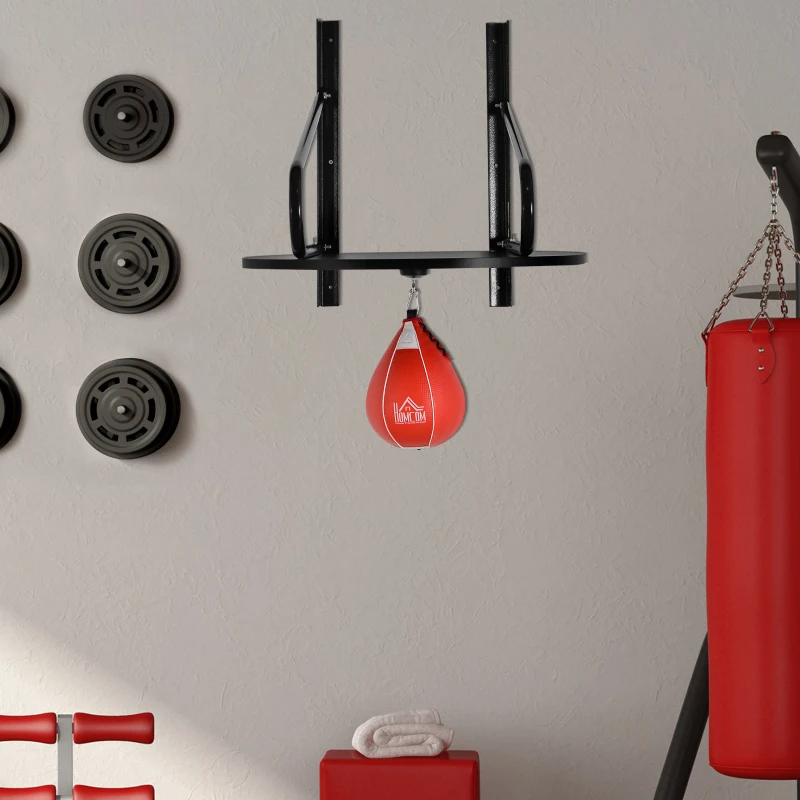 HOMCOM Pera de Boxeo con Soporte de Pared Giratorio para Practicar Técnica y Reflejos 60x73x80 cm Negro y Rojo