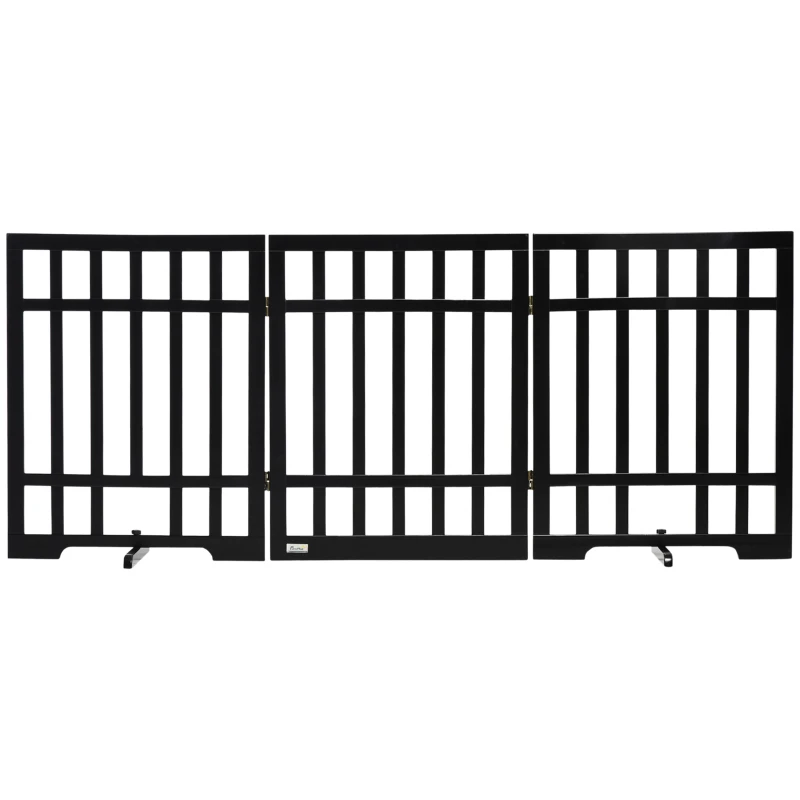 PawHut Barrera de Seguridad Plegable para Perros Valla para Mascotas para Escaleras y Puertas 181x35x76 cm Negro