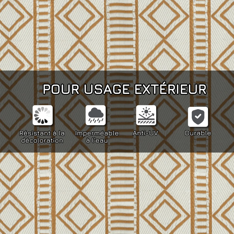 Outsunny Tapis d'extérieur réversible imperméable motifs géométriques pour jardin, terrasse, balcon - dim. 121L x 182l