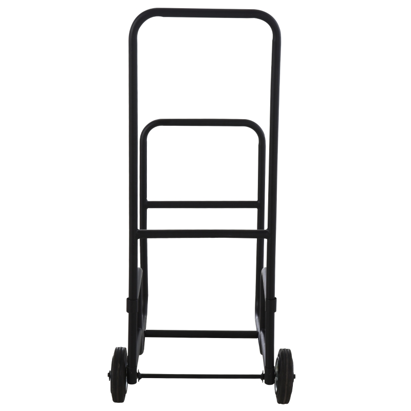 HOMCOM Chariot porte bûches - chariot à bois de chauffage en métal - 2 roues - panier roulant pour bûches à bois noir