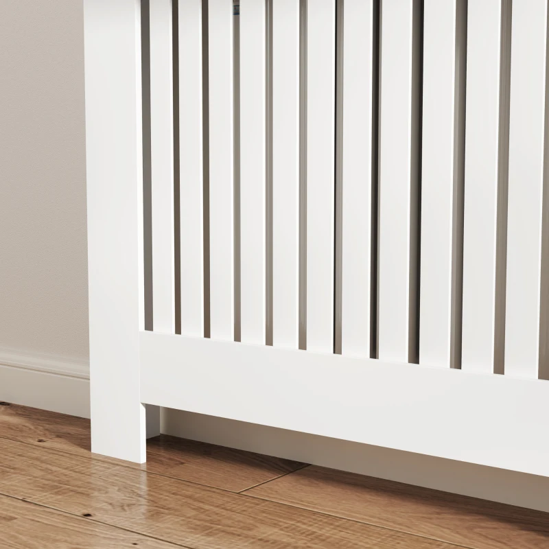 HOMCOM Copritermosifone a Doghe Antiribaltamento con Cassetto Portaoggetti, in Legno, 112x19x97 cm, Bianco