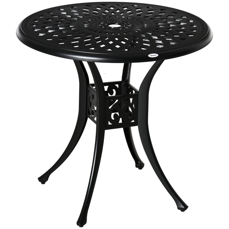 Table de camping pliante Mark 78 x 78 x 74 cm effet rotin noir [en.casa