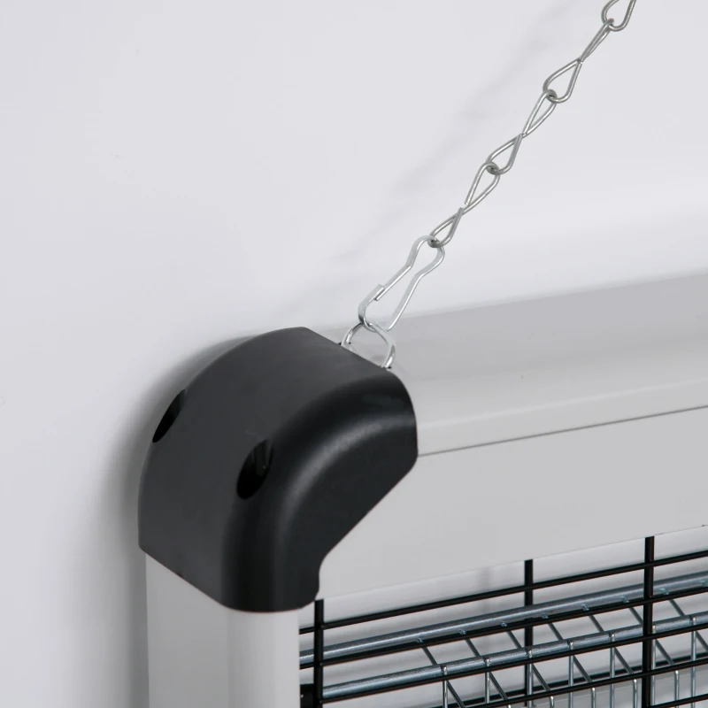 Outsunny Lámpara Antimosquitos Eléctrico 30W Mata Mosquitos Eléctrico con Luz UV Efecto 60 m² 48,5x8,5x26,5 cm Plata