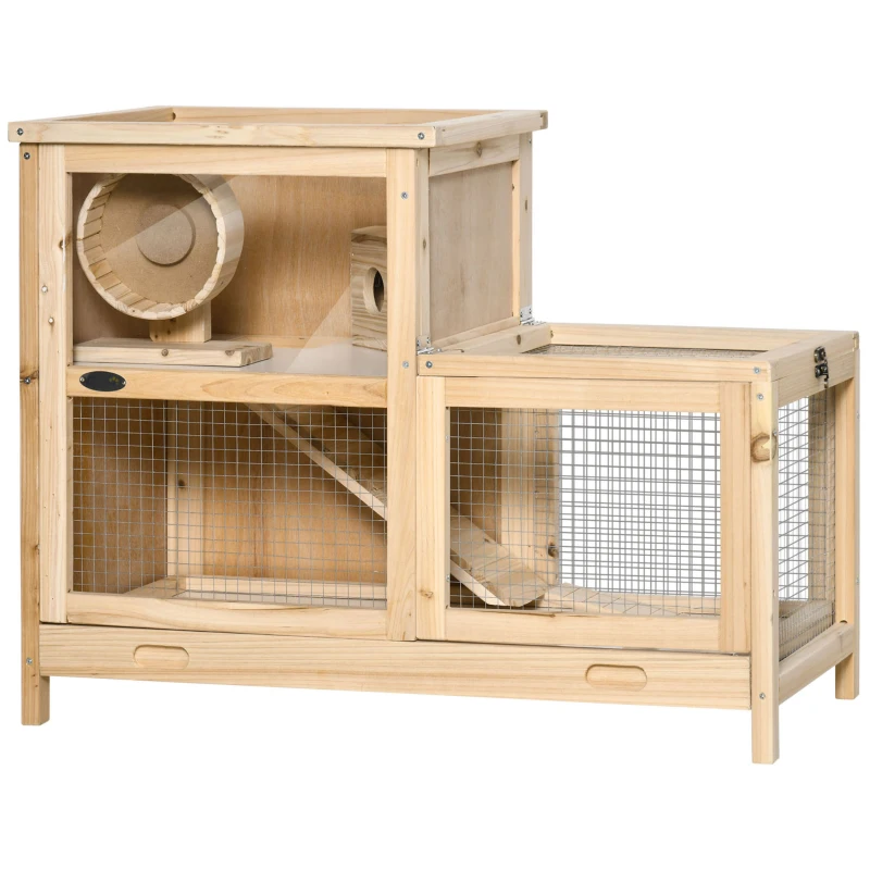 PawHut Kleintierkäfig Nagerkäfig 78 x 41,5 x 60cm Naturholz