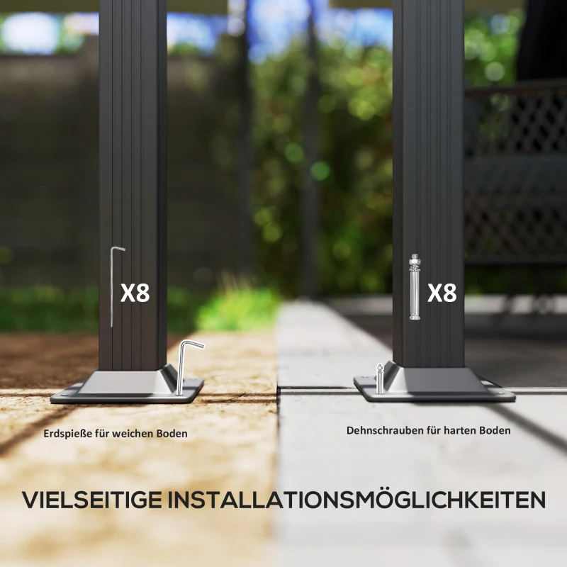 Outsunny Verstellbare Garten-Pergola, Pavillon mit Aluminium-Rahmen, Outdoor-Baldachin, für Garten, Balkon, Terrasse, Beige(m-7)
