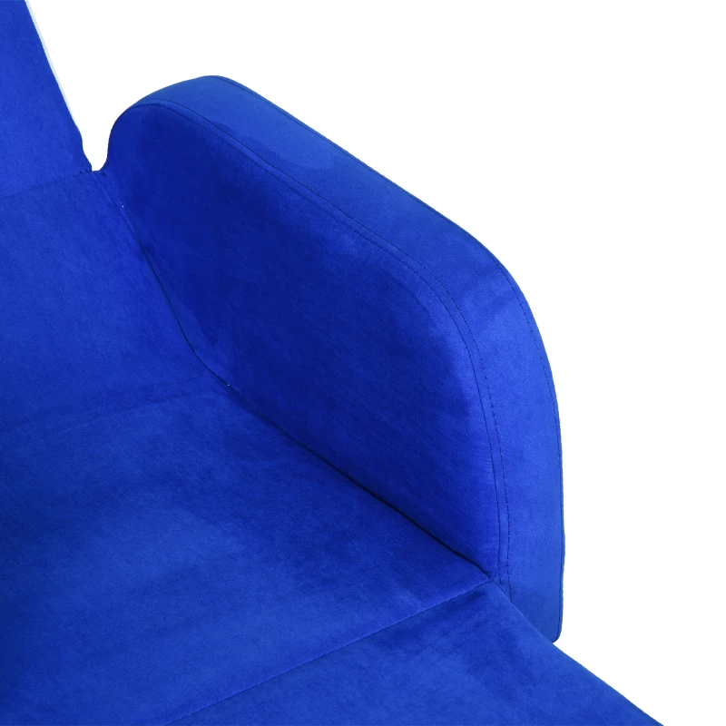 HOMCOM Poltroncina Letto 2 in 1 per Cameretta Bambini con Imbottitura e Rivestimento Flanella Blu, Max.65 kg, 47x45x38cm