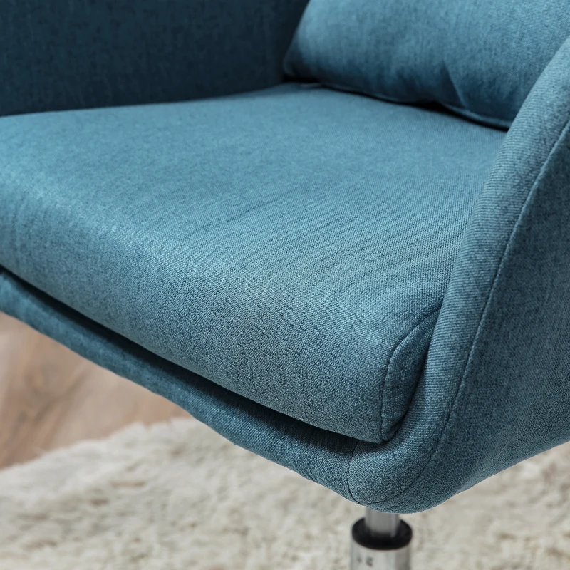 HOMCOM Sillón para Salón Giratorio 360° con Altura Ajustable Respaldo Envolvente Reposabrazos y Cojín 60x60x79-91 cm Azul
