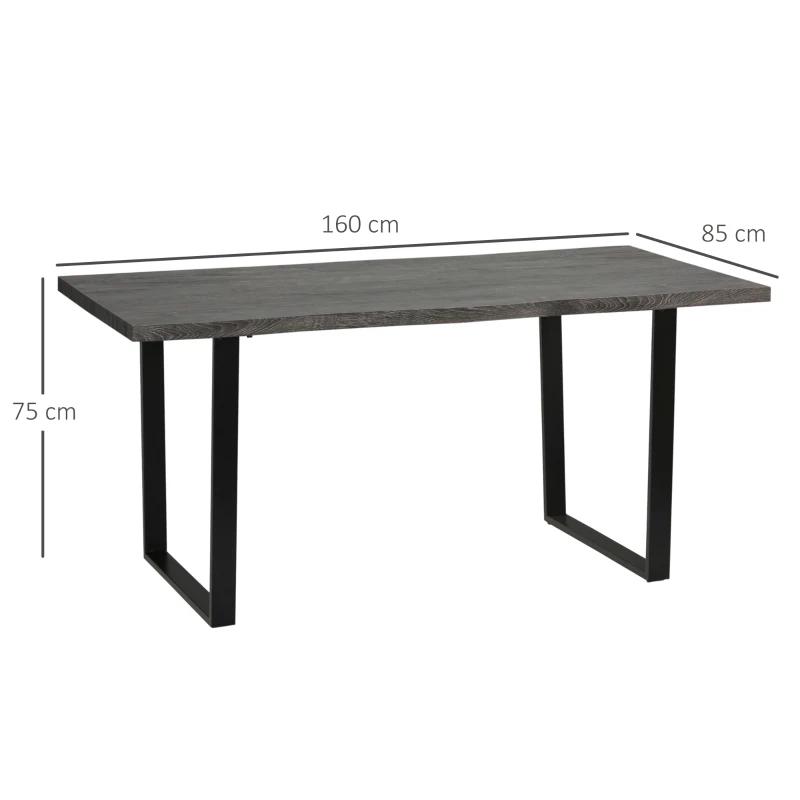 HOMCOM Mesa de Comedor Estilo Industrial con Encimera de Madera y Patas de Acero para hasta 6 Personas 160x85x75 cm Gris