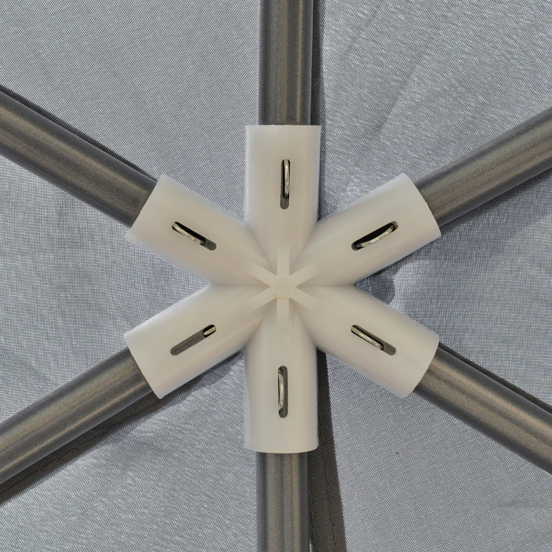 Outsunny 4M Hexagon Gazebo, Netting Party Tent, Patio Canopy Outdoor Event Shelter for Activities, Shade Resistant, Grey