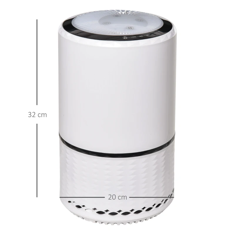 HOMCOM Purificatore d'Aria con Filtro HEPA Carbone Attivo, 3 Velocità Regolabili, Area coperta 18㎡, per Polvere, Fumo, Odori, Polline