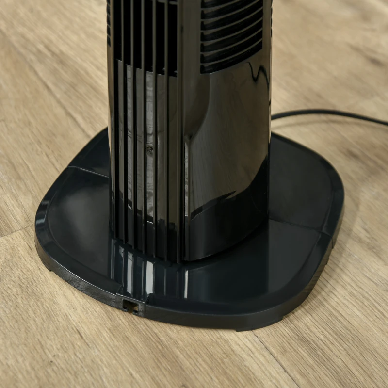 HOMCOM Ventilatore a Colonna Moderno 3 Velocità con Oscillazione 70°, Ventilatore a Torre con Piantana Rotonda e Maniglia, Potenza 50W, in PP, Ø20x78.5cm Nero