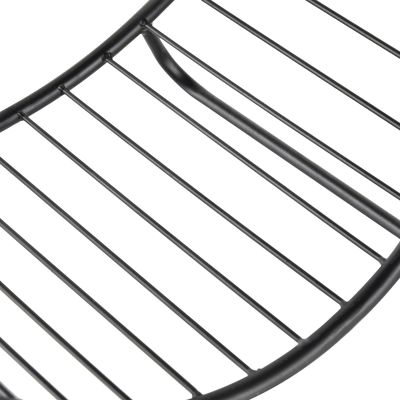 Outsunny Portalegna in Metallo per Interni ed Esterni per Camino, Porta Legna da Interno con Forma a Cesto, 45x29.5x47cm, Nero