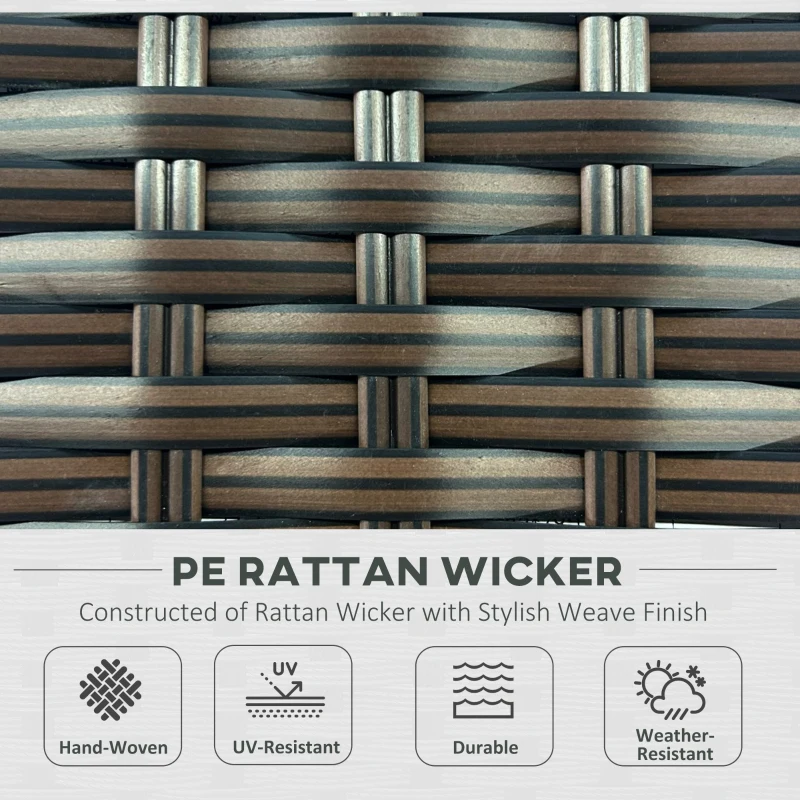 Outsunny Seven-Piece Rattan Garden Set, with Glass-Top Table - Brown/Beige