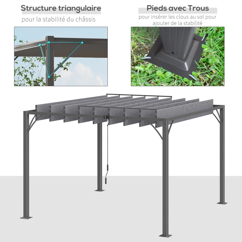 Outsunny Pergola 3 x 3 m bioclimatique pergola avec lames orientables style contemporain UV 50+ aluminium - gris(m-6)