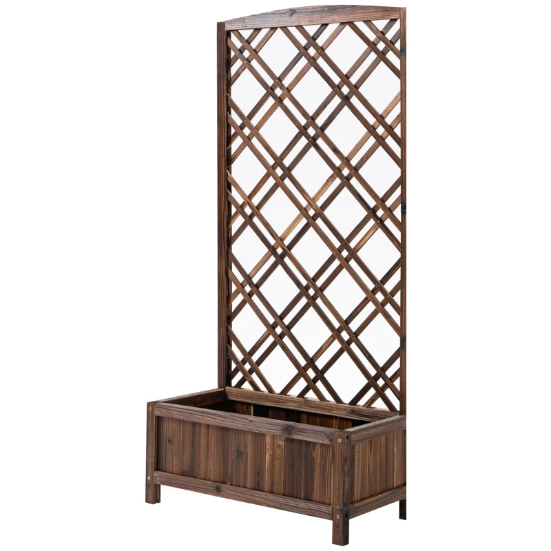 Outsunny Jardinière avec Treillis - bac à Fleurs - jardinière sur Pied - dim. 60L x 30l x 122H cm Bois Sapin traité carbonisation