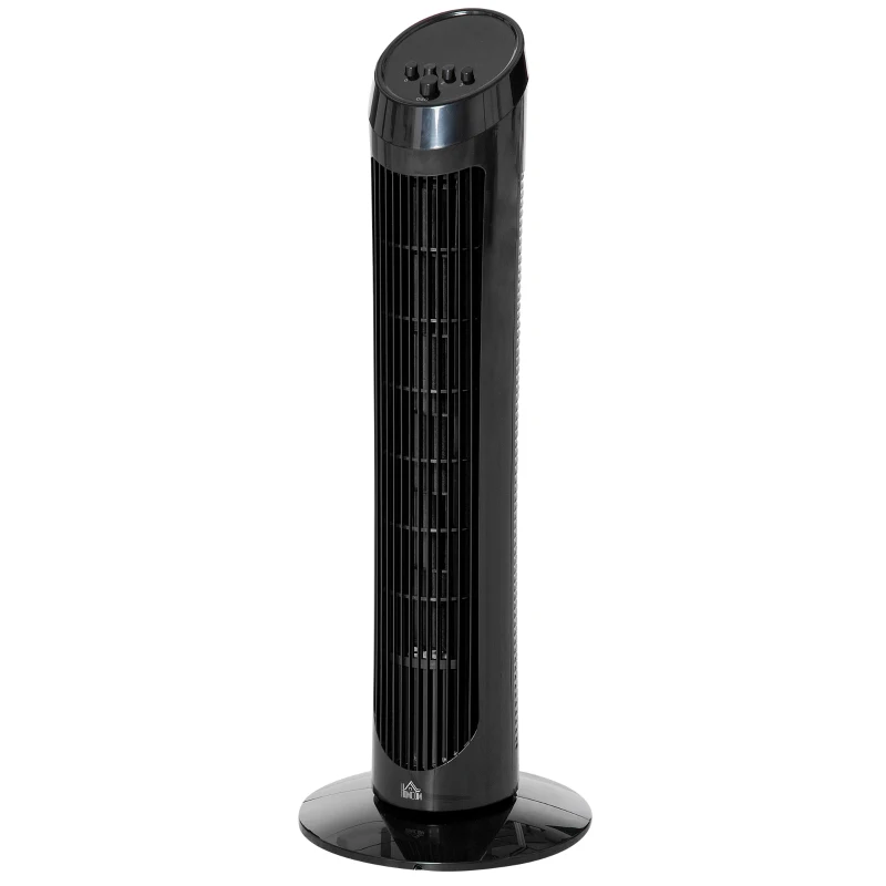 HOMCOM Tower Fan for Bedroom Cooling, 30 Inch Electric 70° Oscillating Fan with 3 Speed Settings, Standing Floor Fan for Home Office Indoor, Black