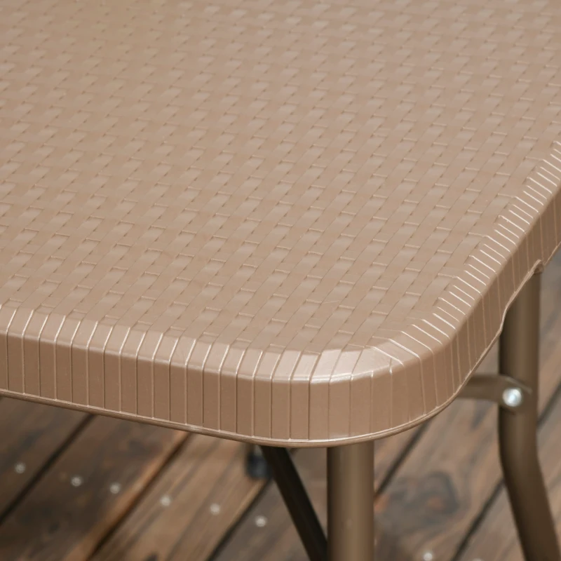 Outsunny Juego de Comedor de 7 Piezas Plegable con Marco de Acero Diseño de Imitación de Ratán para Playa Terraza Patio Marrón