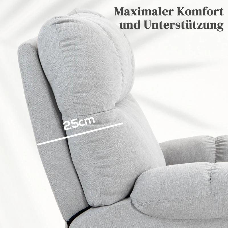 HOMCOM Aufstehhilfe Seniorensessel, Liegefunktion, inkl. Fernbedienung, 144 cm x 91 cm x 88 cm, Hellgrau