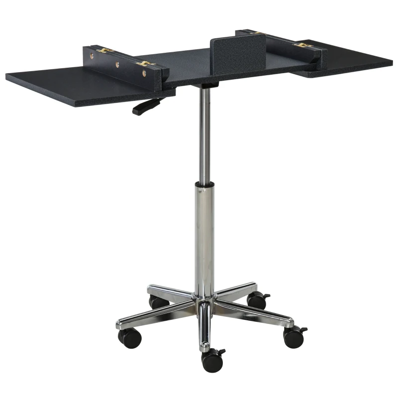 HOMCOM Laptoptisch Laptop Ständer Notebooktisch mit Rollen höhenverstellbar klappbar Computer Tablet Stahl + MDF Schwarz 90,5 x 36 x 65-90 cm
